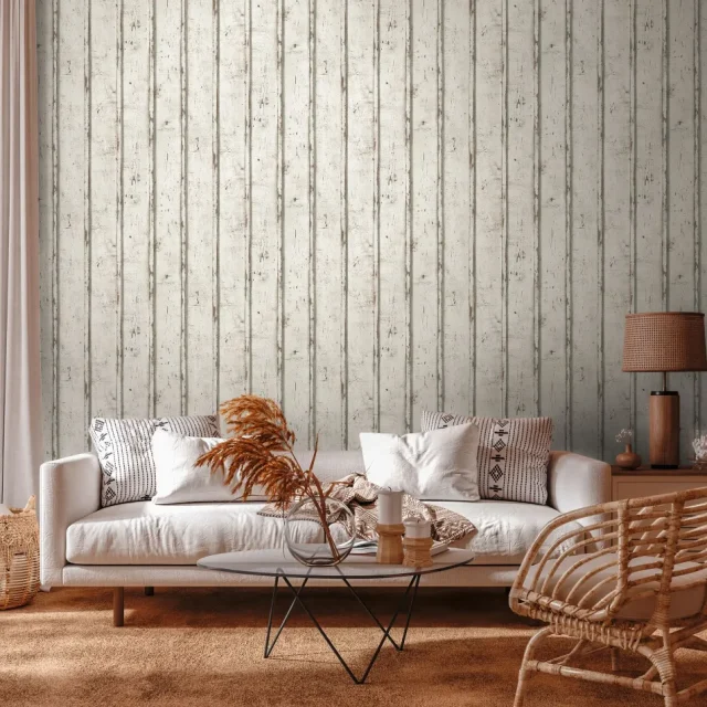 Living Walls Best of Wood´n Stone III T3701 Tapet Vit/grå/brun