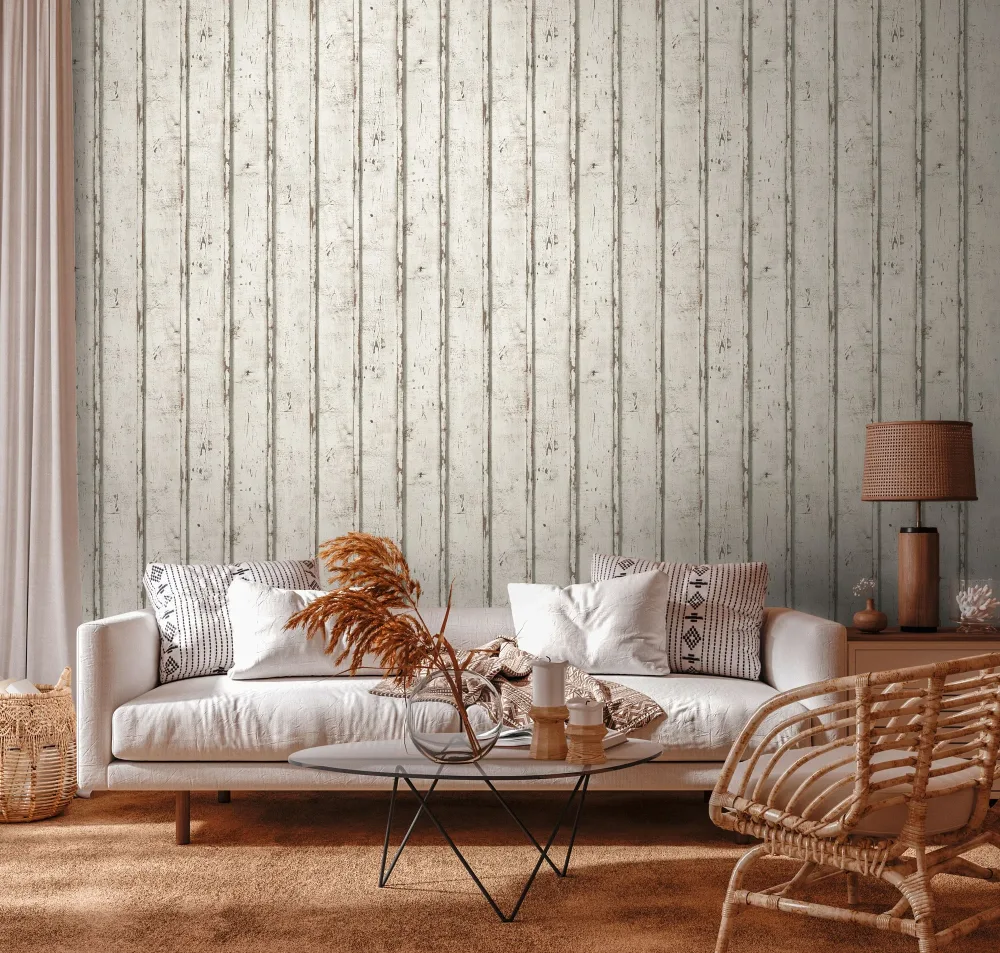 Living Walls Best of Wood´n Stone III T3701 Tapet Vit/grå/brun