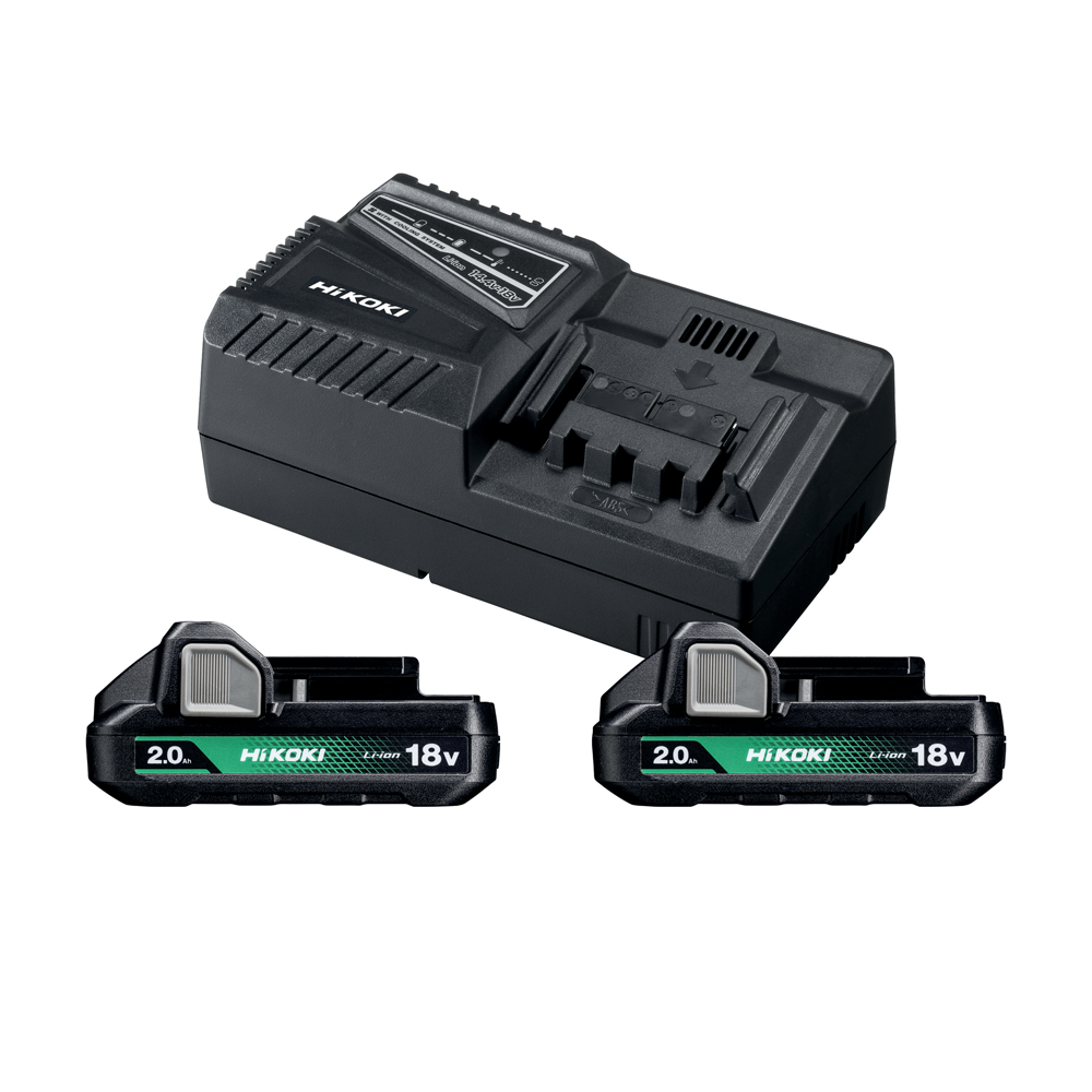 Batteripaket 18V, 2 x BSL1820M + UC18YFSL, Hikoki UC18YFSLWFZ
