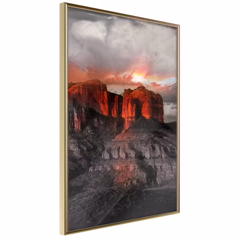 Poster Artgeist Affisch Grand Canyon Guld ram, 40x60 cm