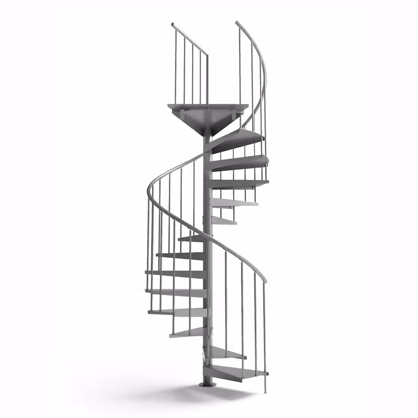 Spiraltrappa Drömtrappor by D'Opera Pure Steel F20 Ø1200 mm H: 2940-3149 mm, Grå