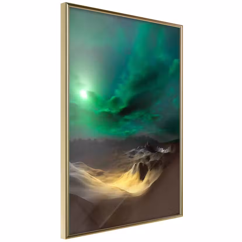 Poster Artgeist Affisch Bright Night Guld ram, 30x45 cm