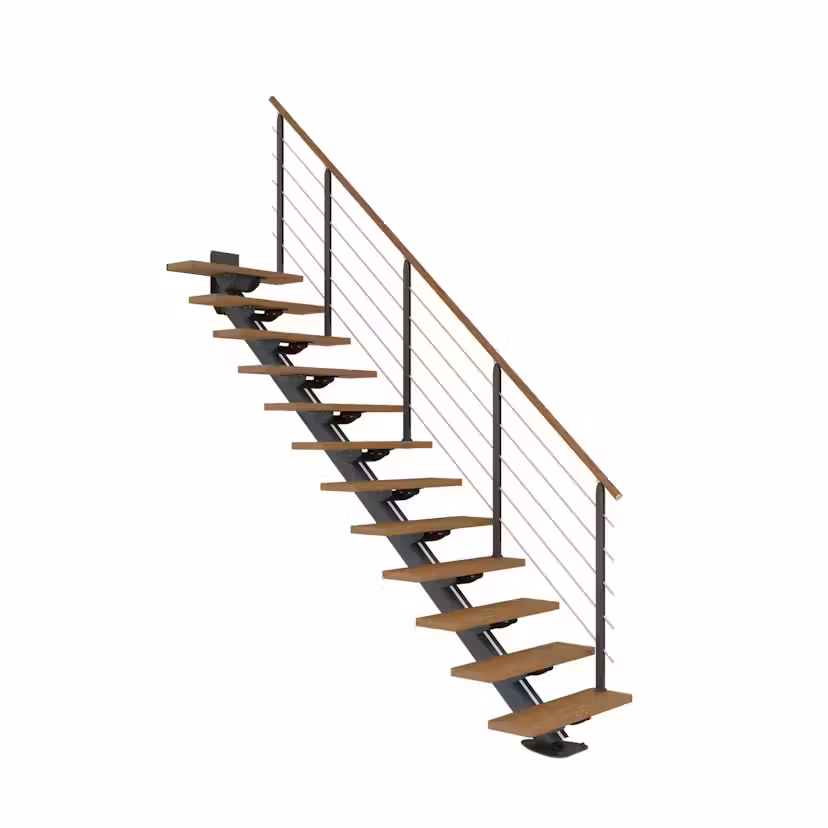 Spartrappa Dolle Sydney Ek Vit-Oljad Rak Design Antracit, Bredd: 750 mm, Max Takhöjd: 2220-2700 mm