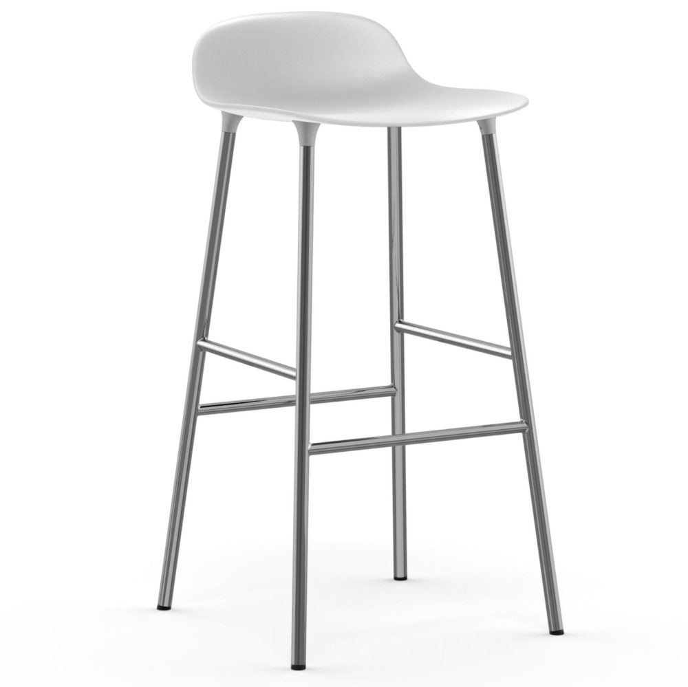 Form barstol kromade ben 75 cm, Vit