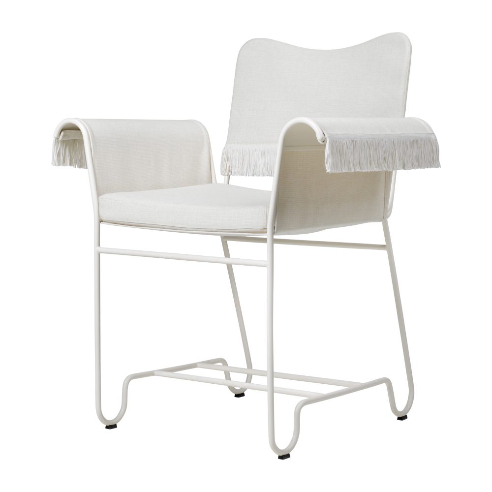 Tropique karmstol med fransar, White semi matt-Leslie 06