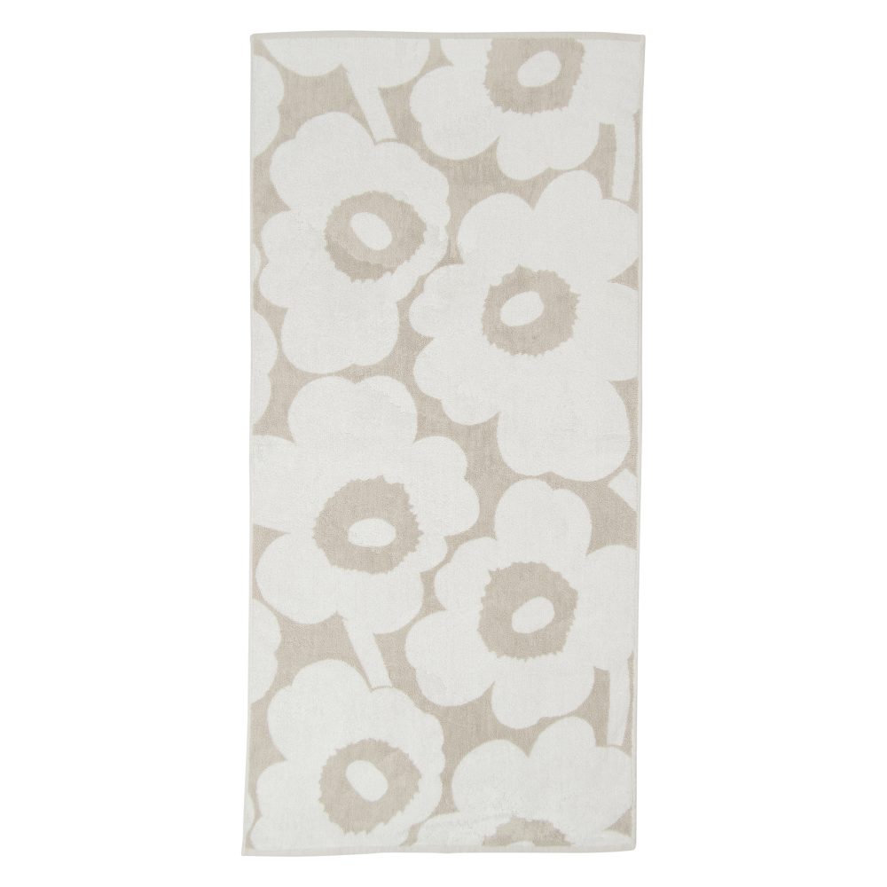 Unikko handduk beige-vit, 70x150 cm