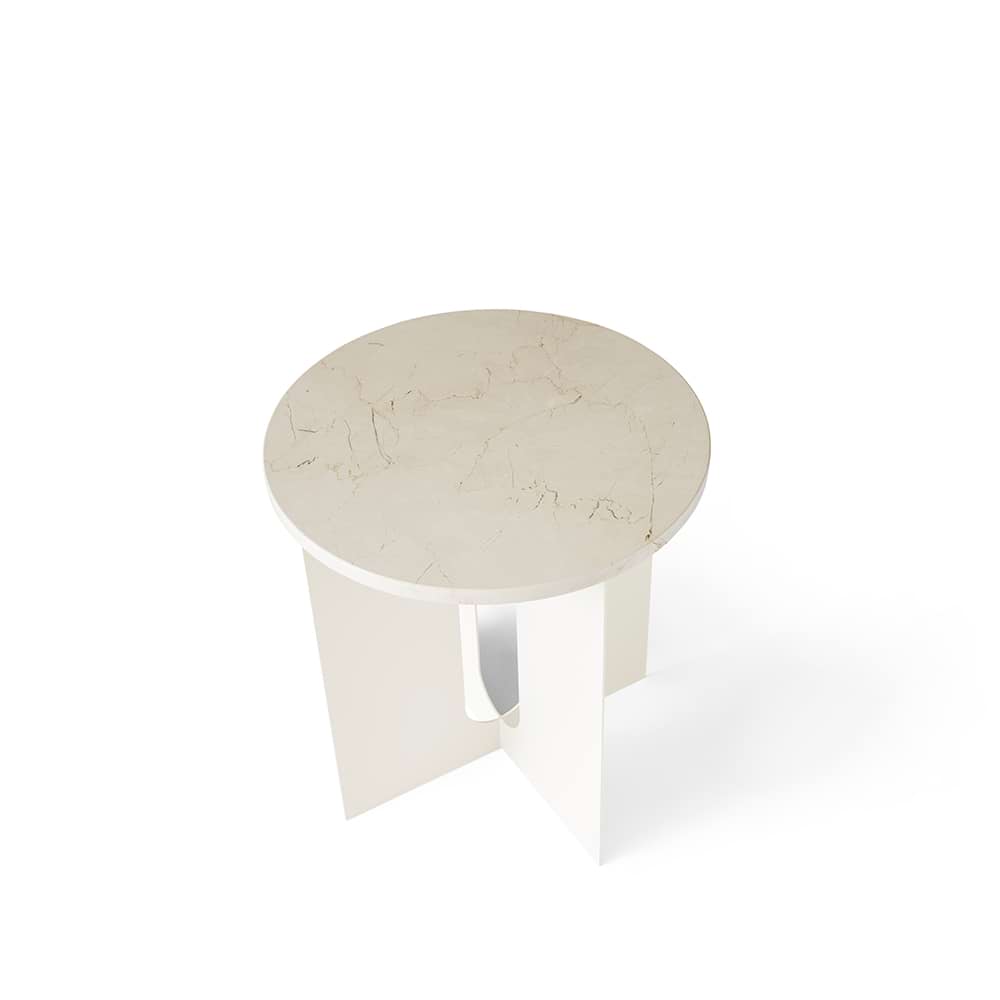 Androgyne sidobord, Marble Crystal Rose-ivory, Ø42 cm