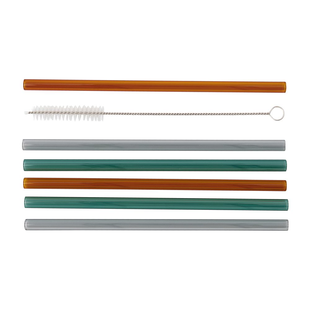 Vaca glassugrör 6-pack, Green-grey-orange