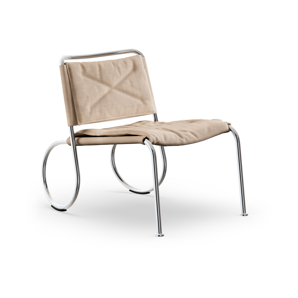 Corso easy chair stol, Linneväv natur-krom