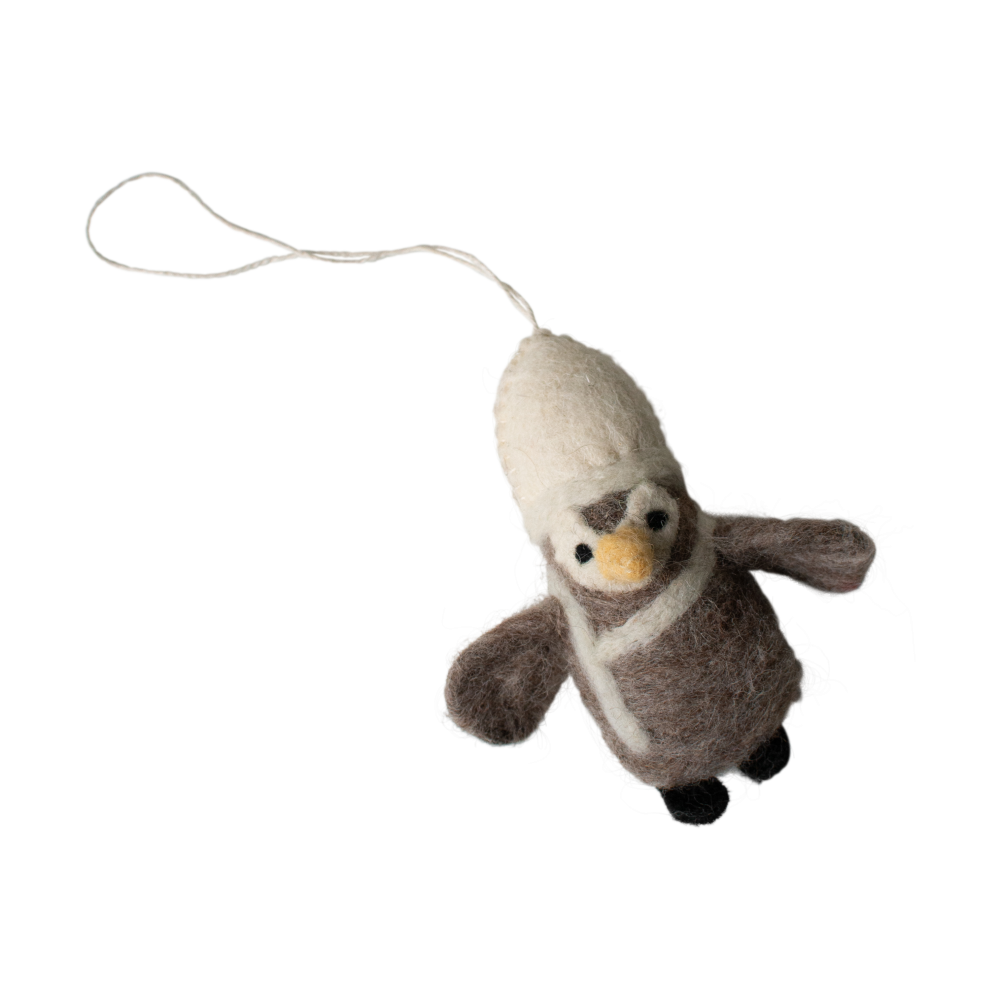 Hanging penguin dekorationshänge, Beige-white