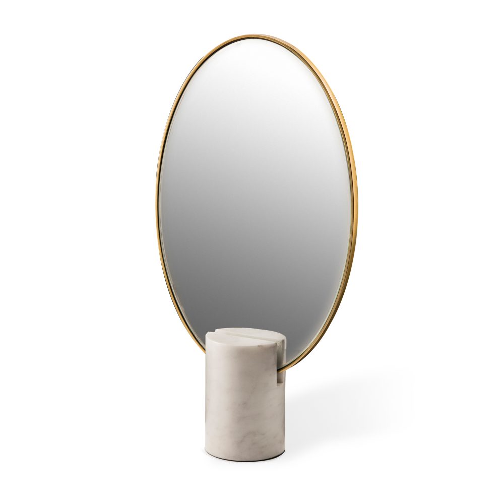 Oval Marble bordsspegel, Vit