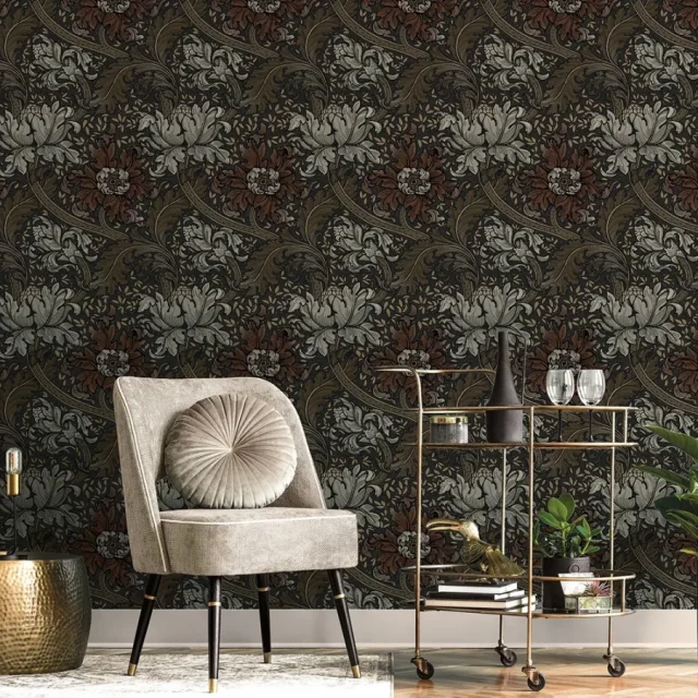 Galerie Wallcoverings Off the Wall LB25140 Tapet Morris Major Svart/brun