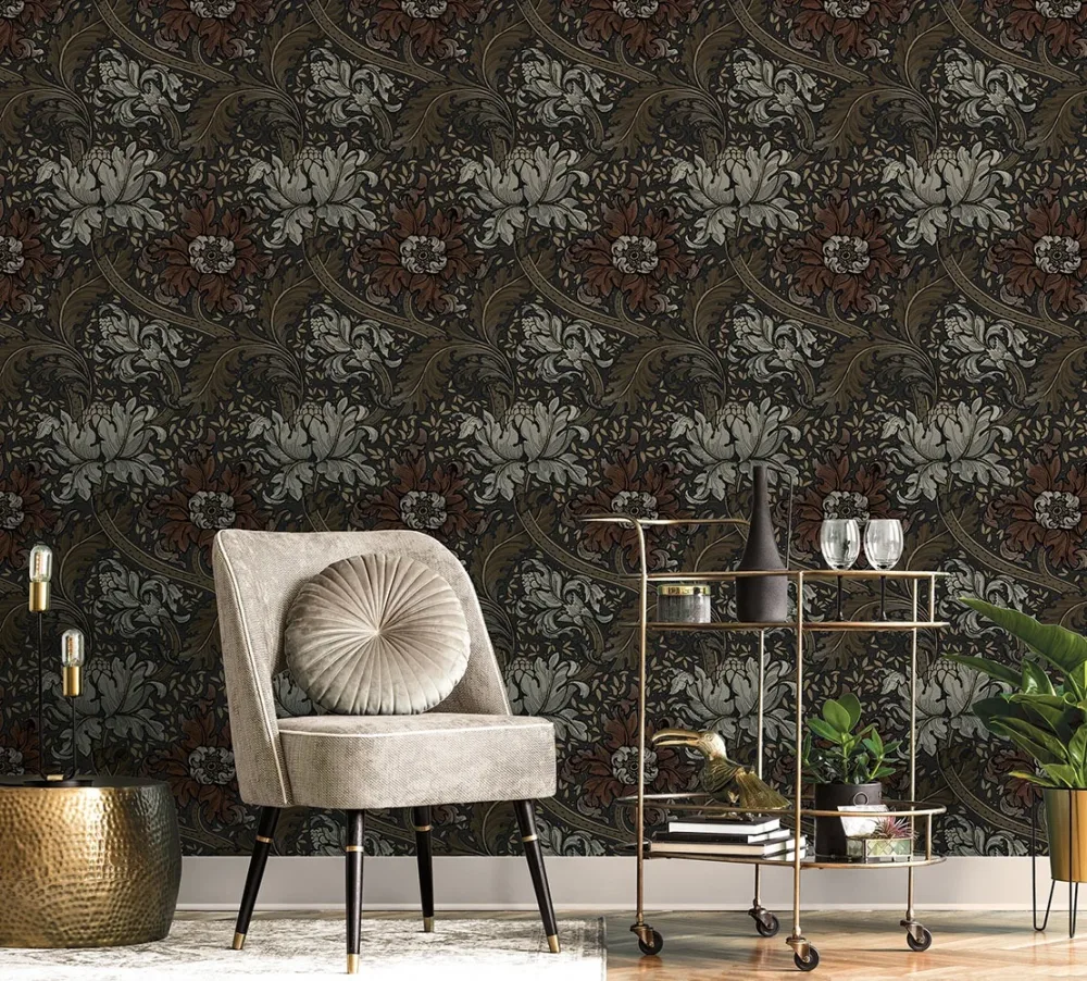 Galerie Wallcoverings Off the Wall LB25140 Tapet Morris Major Svart/brun