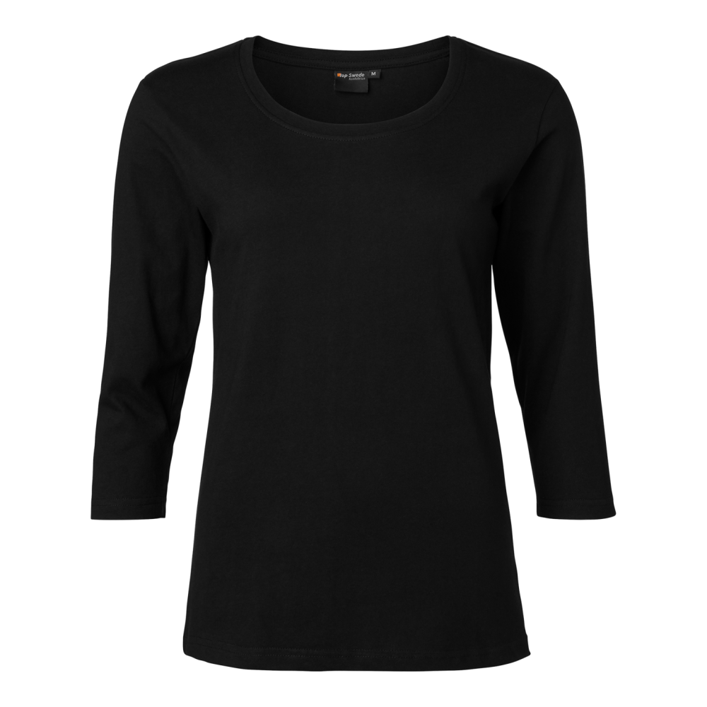T-SHIRT TOP SWEDE DAM 3/4 ÄRM SVART S