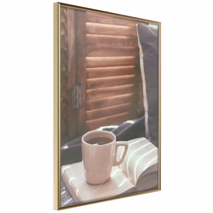 Poster Artgeist Affisch Mug of Memories Guld ram, 20x30 cm