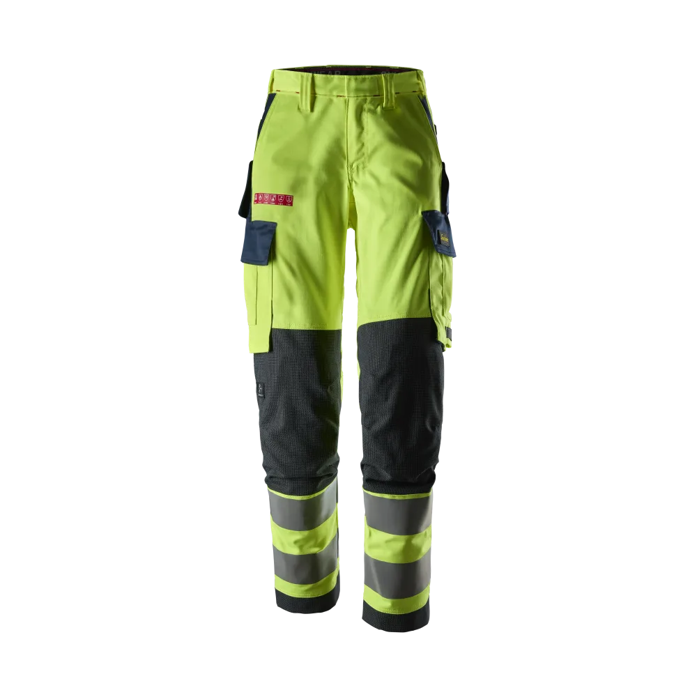 Snickers Workwear ProtecWork 6367 Arbetsbyxa varsel, gul/marinblå, dam, klass 2, flamskydd 88