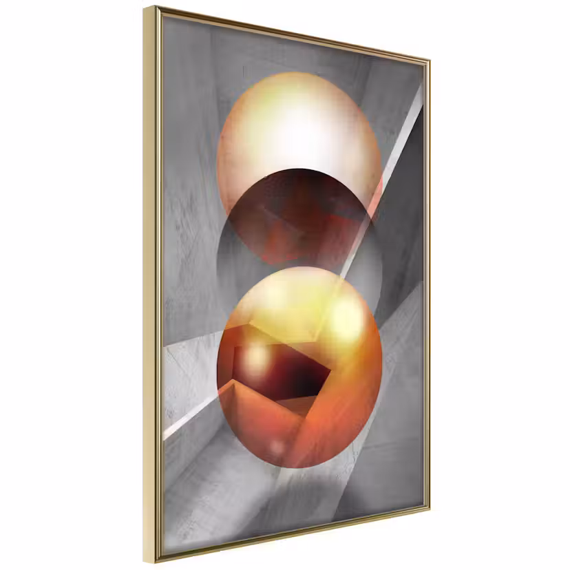 Poster Artgeist Affisch Newton's Cradle Guld ram, 30x45 cm