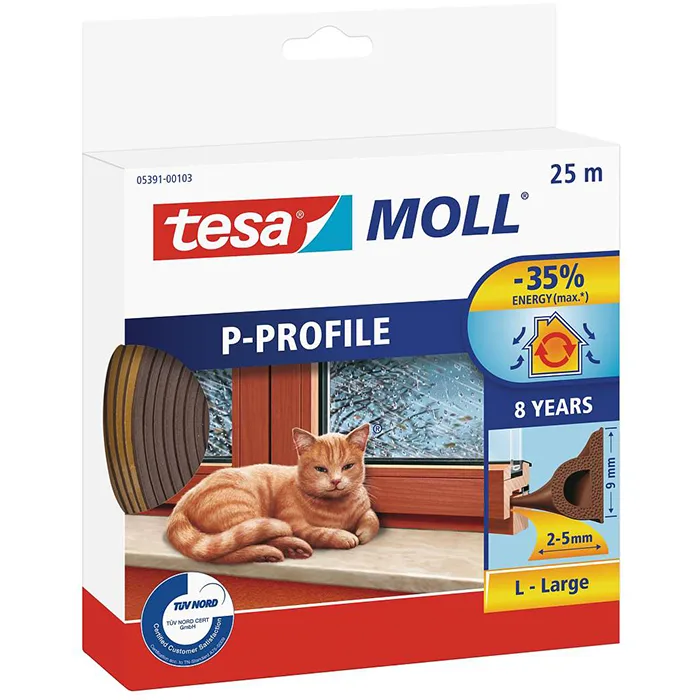 Tesa P-list 05391-00101-00 Tätningslist EPDM, 25 m, 9 mm x 5.5 mm Brun - Bild 2