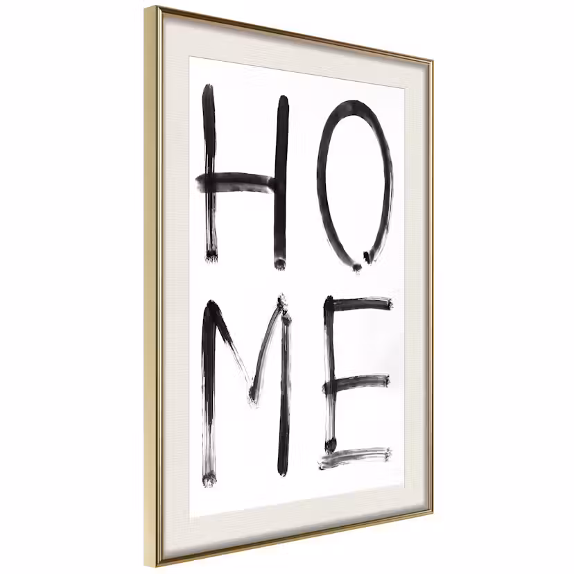 Poster Artgeist Affisch Home Expression Guld ram med passepartout, 40x60 cm
